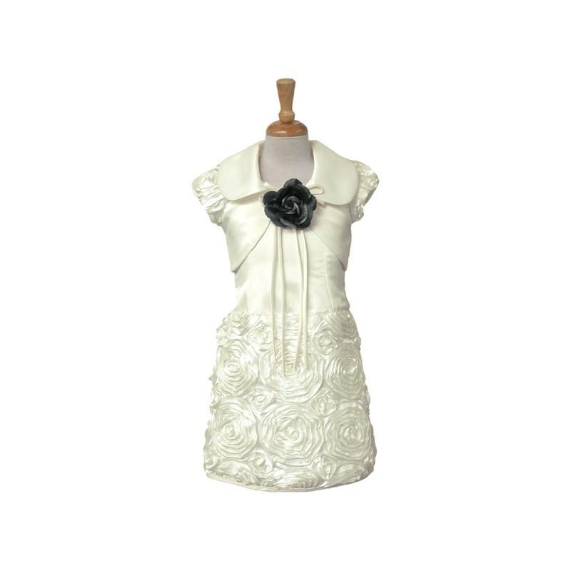 Hochzeit - Ivory Ribbon Embroidered Taffeta w/ Satin Jacket Dress Style: D3410 - Charming Wedding Party Dresses