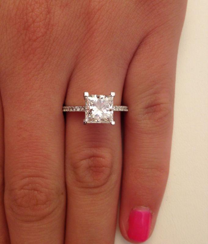 Wedding - 2.62 Ct Princess Cut D/vs1 Diamond Solitaire Engagement Ring 14k White Gold