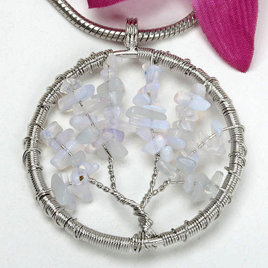 Hochzeit - Handmade oplite tree of life pendant necklace oplite tree of life necklace stone tree of life necklace stone pendant oplite pendant tree