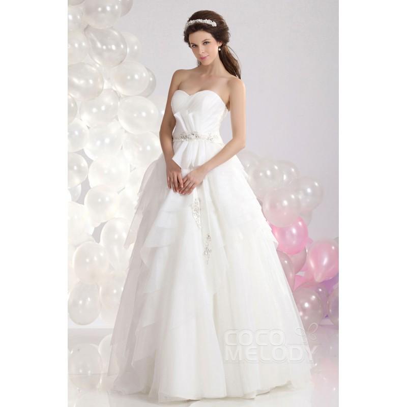 Wedding - Divine A-Line Sweetheart Floor Length Organza Wedding Dress CWLF13018 - Top Designer Wedding Online-Shop