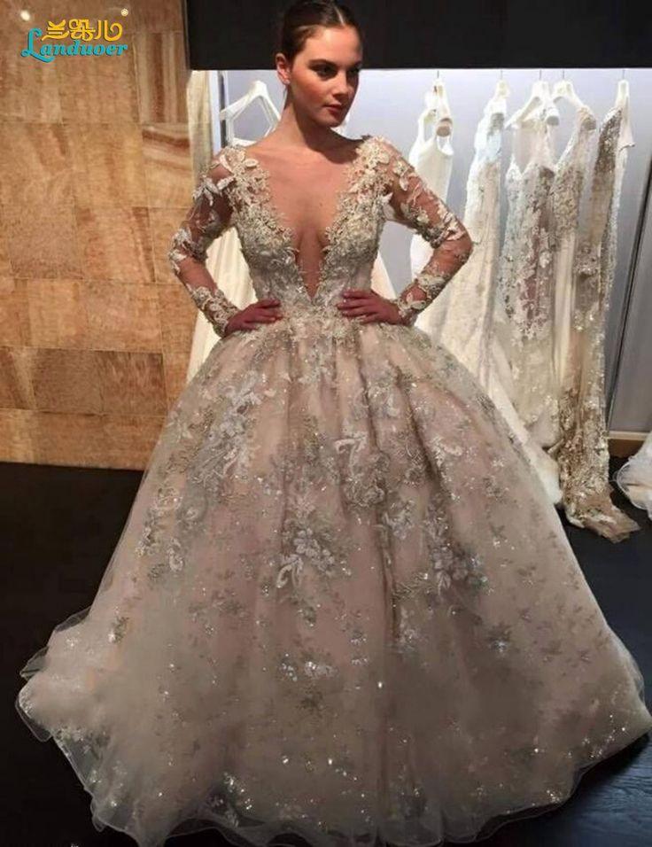 زفاف - New Robe De Mariage Luxury Cathedral Train Wedding Dress Brautkleid With Beading Ball Gown Wedding Dresses 2017 Vestido De Noiva