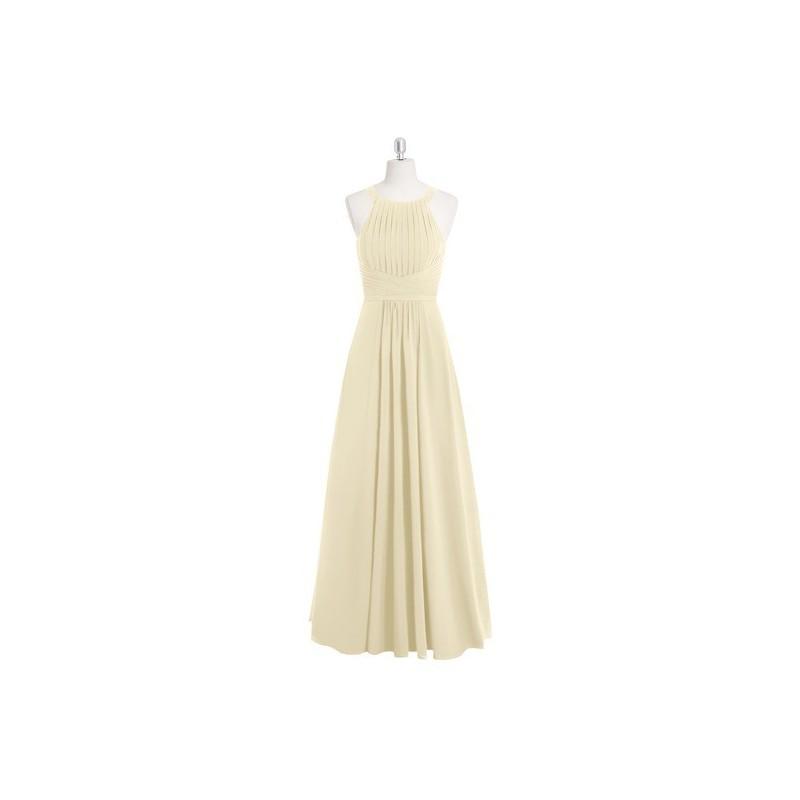 Hochzeit - Champagne Azazie Winona - Keyhole Floor Length Halter Chiffon Dress - Charming Bridesmaids Store