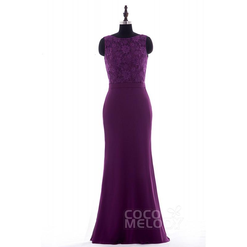 Mariage - Chic Sheath-Column Bateau Floor Length Chiffon Dark Purple Sleeveless Open Back Mother Of The Bride Dress - Top Designer Wedding Online-Shop