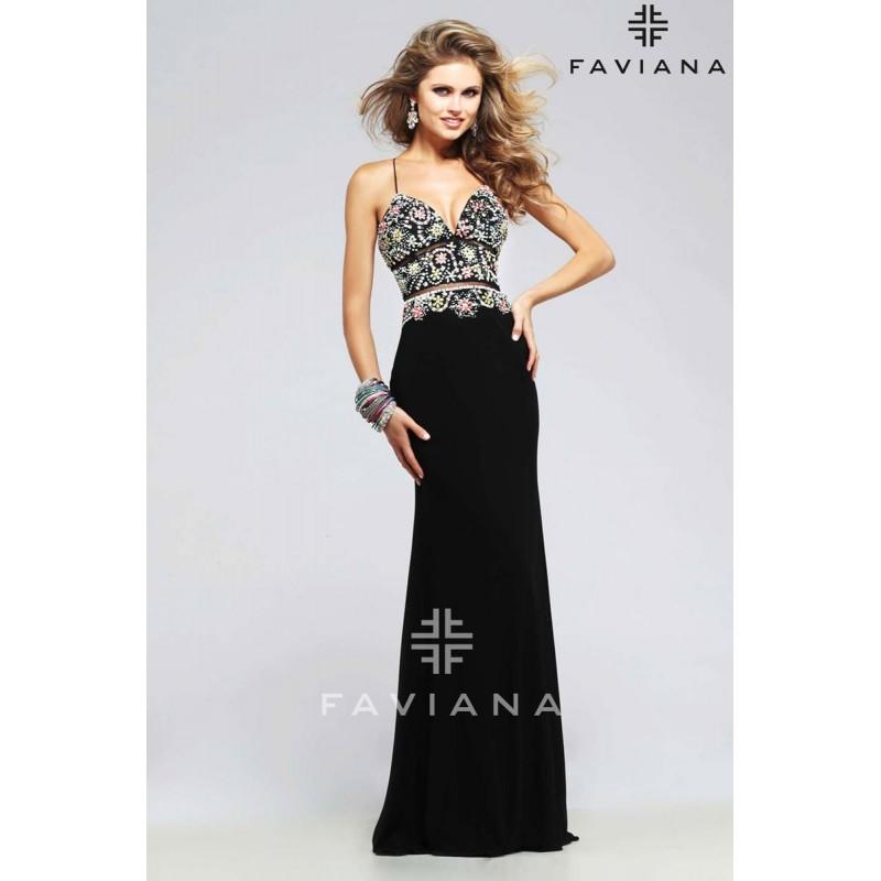زفاف - Faviana Glamour S7718 Black,Ivory Dress - The Unique Prom Store