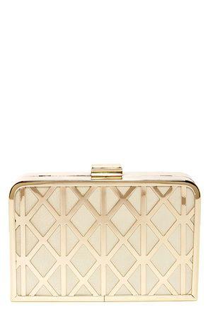 Mariage - Trellis Lover Cream And Gold Clutch