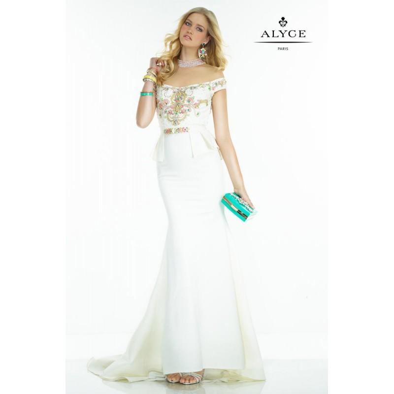 زفاف - Diamond White/Multi Claudine for Alyce Prom 2563 Claudine for Alyce Paris - Top Design Dress Online Shop
