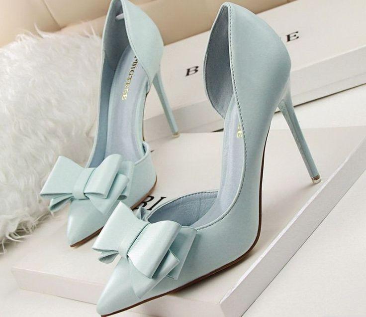 Hochzeit - Sexy Bowtie Cut Out Women Pointed Toe Thin Heel Shoes