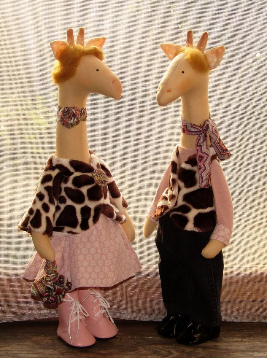 Wedding - Rag Cute giraffes- cloth giraffe- textile giraffe- rag giraffe- interior giraffe - collectors giraffe