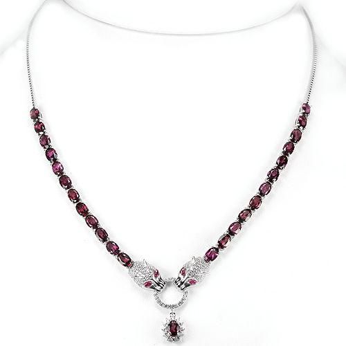Wedding - Natural Oval Cut Red Ruby & Pink Sapphire Jaguar Necklace