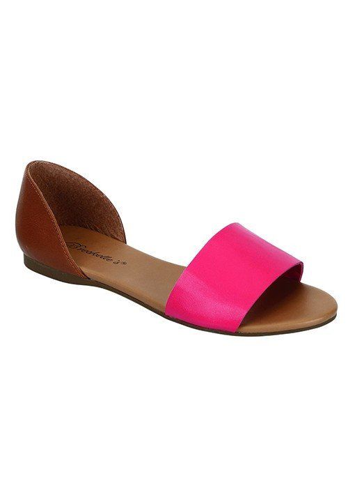 زفاف - Brigit Open Toe Flats - Hot Pink