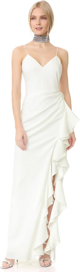 Mariage - Badgley Mischka Collection V Neck Ruffle Gown