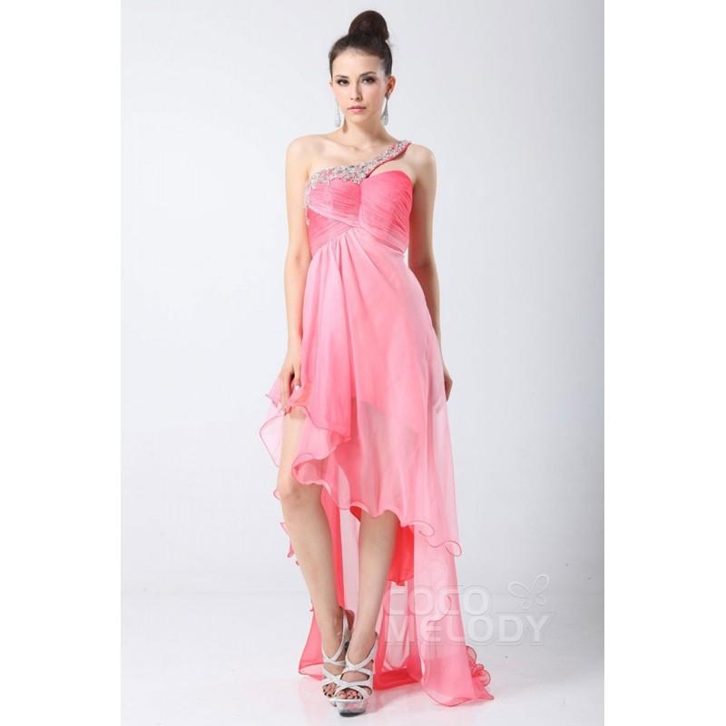 زفاف - Timeless Asymmetrical One Shoulder High-Low Chiffon Party Dress with Draped and Crystals COSH14001 - Top Designer Wedding Online-Shop