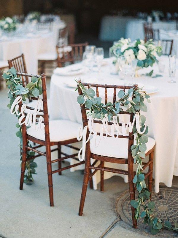 Свадьба - 12 Chic Bride And Groom Wedding Chair Decoration Ideas - Page 2 Of 2