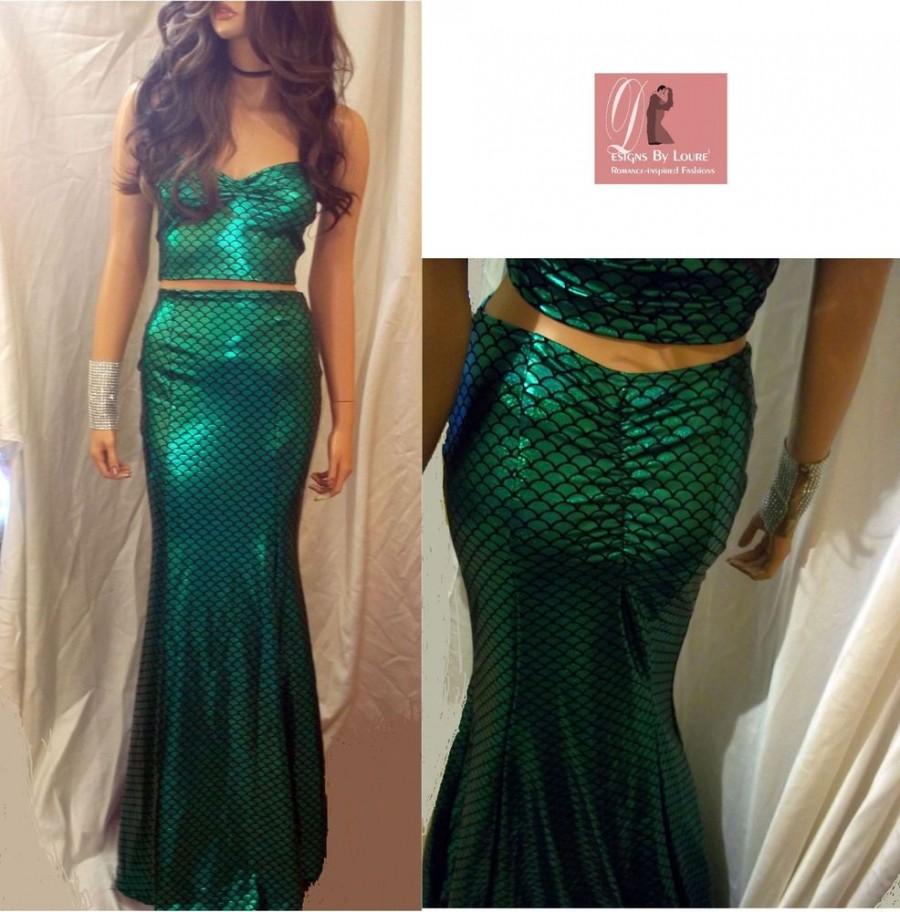 Hochzeit - Women's Mermaid Maxi Skirt Set, Green Mermaid Scale Skirt Set, Sexy Skirt Set 