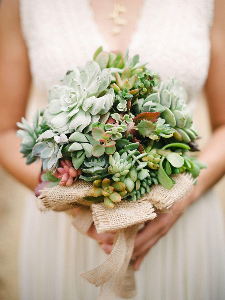 Wedding - 15 Organic Succulent Wedding Bouquets