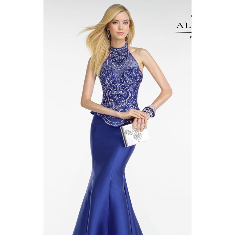 Hochzeit - Sapphire Beaded Peplum Mermaid Gown by Alyce Black Label - Color Your Classy Wardrobe