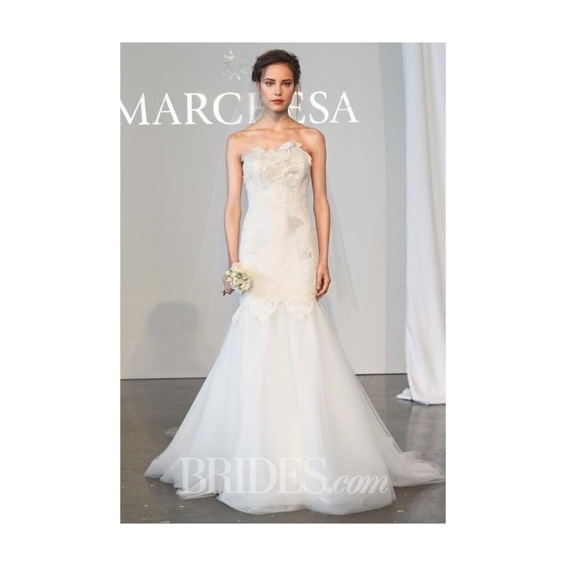 Mariage - Marchesa - Spring 2015 - Strapless Silk Wool and Lace Mermaid Wedding Dress with a Tulle Skirt - Stunning Cheap Wedding Dresses