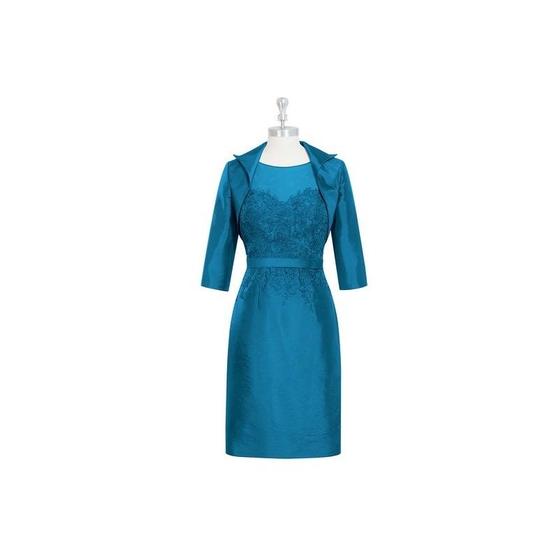 زفاف - Ink_blue Azazie Nola MBD - Illusion Illusion Taffeta, Tulle And Lace Knee Length Dress - Cheap Gorgeous Bridesmaids Store