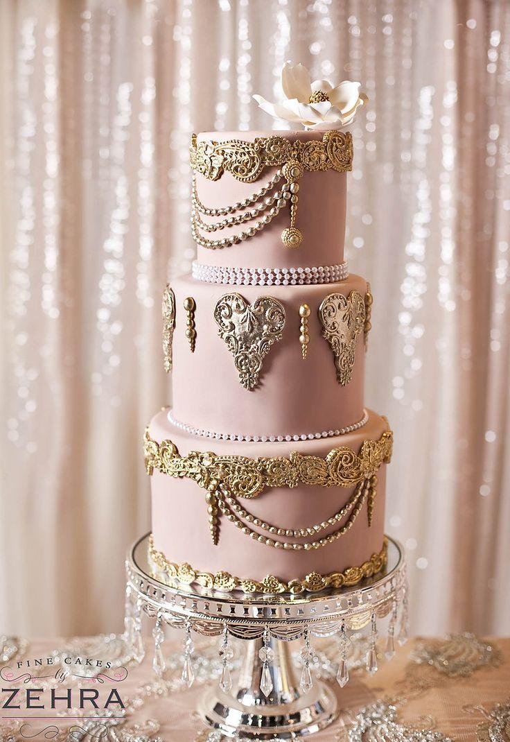 زفاف - Wedding Cake With Gold Accents