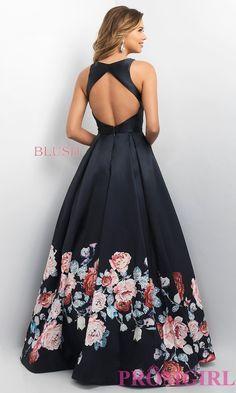 Hochzeit - Floral-Print Long Prom Dress By Blush