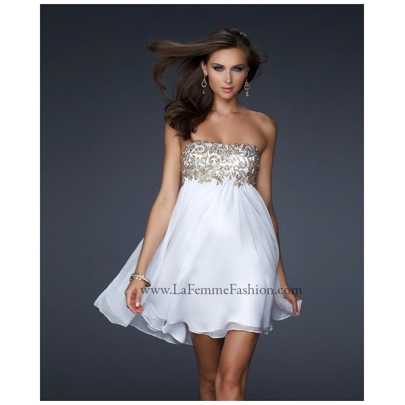 Hochzeit - Black/Gold La Femme 17107 - Short Chiffon Dress - Customize Your Prom Dress
