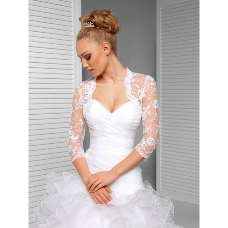 Hochzeit - Lace Bridal Jacket - 3/4 Sleeve Lace Wedding Bolero - Hand-made Beautiful Dresses
