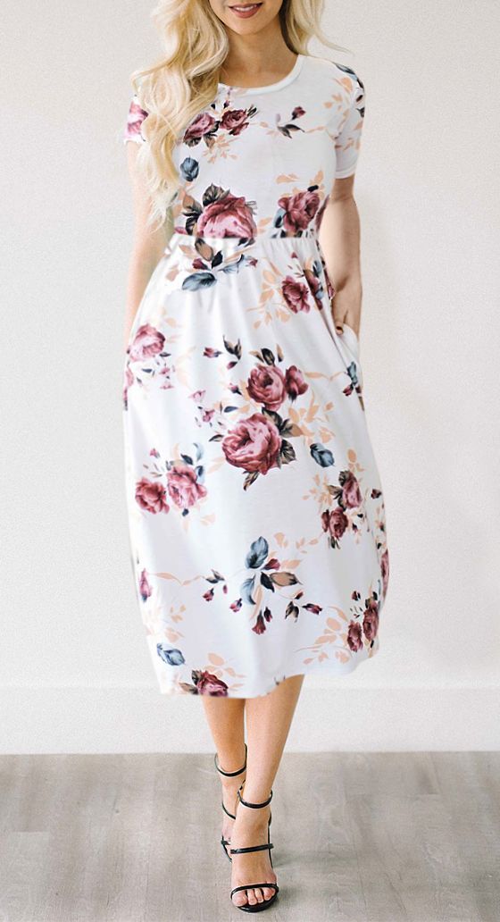 زفاف - Feeling Gorgeous Floral Print Dress