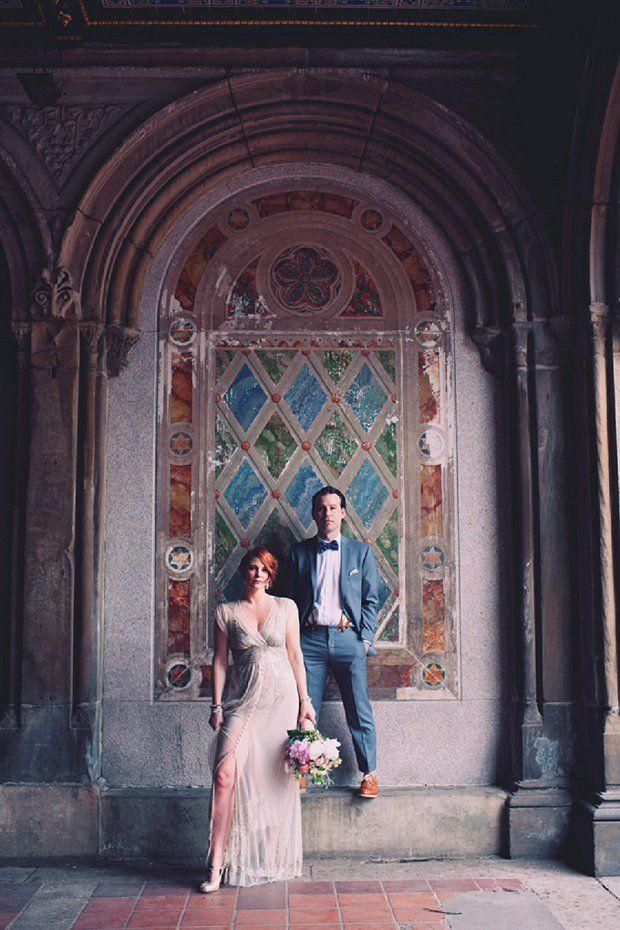 Mariage - New York Elopement With Sparkly BHLDN Wedding Dress