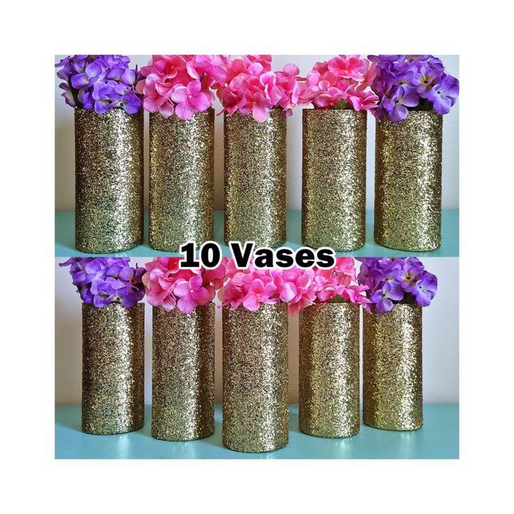 Mariage - 10 Vases, Wedding Centerpieces, Centerpieces, Gold Vases, Glitter Vases, Wedding Center Pieces For Tables, Wedding Center Pieces, Flowers