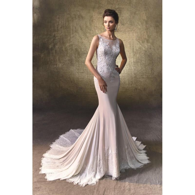 Hochzeit - Layla by Enzoani - Chiffon  Lace Floor High  Illusion Body-skimming Wedding Dresses - Bridesmaid Dress Online Shop