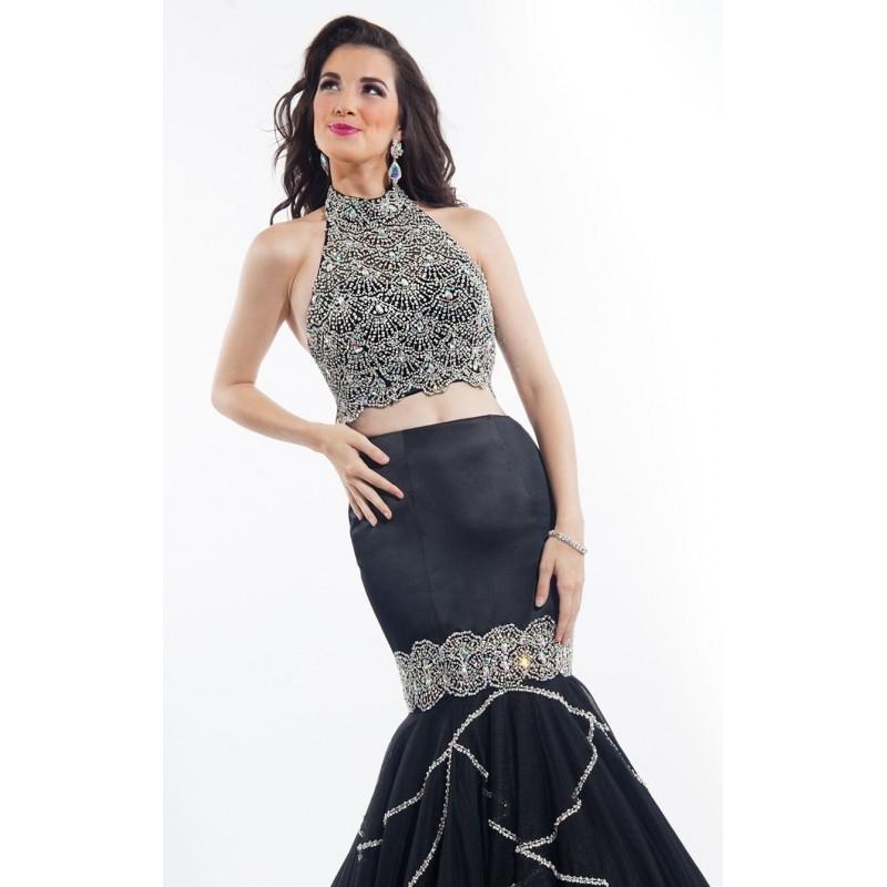Mariage - Black Embellished Mermaid Gown by Rachel Allan Prima Donna - Color Your Classy Wardrobe