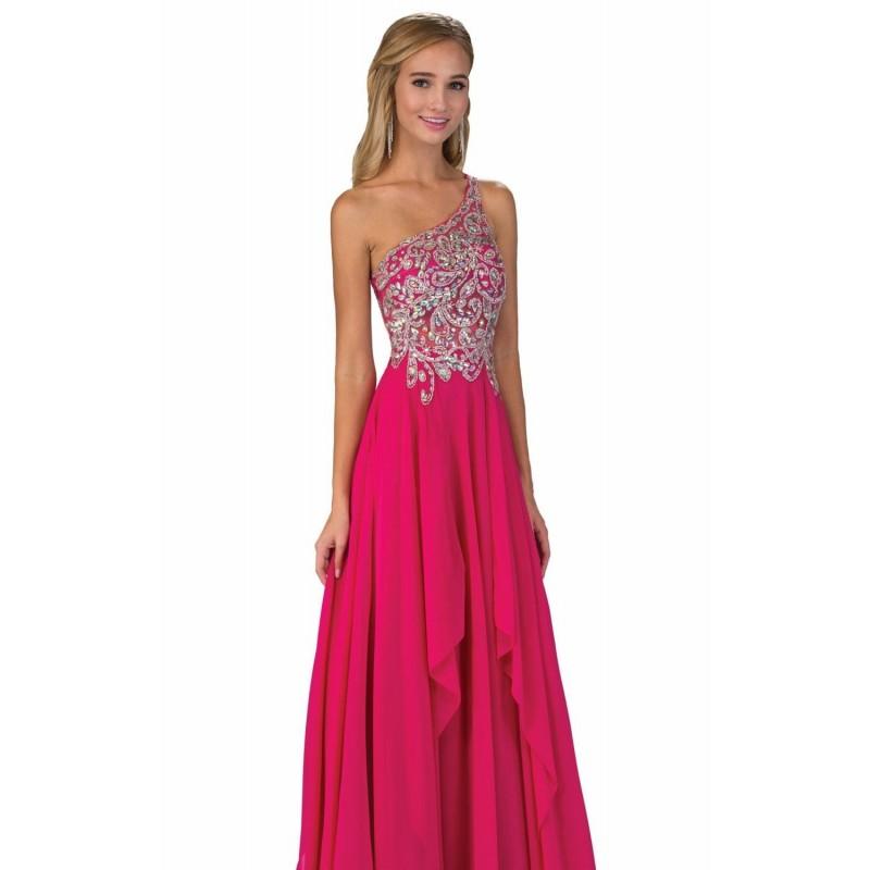 Wedding - Fuchsia Beaded Asymmetrical Chiffon Gown by Elizabeth K - Color Your Classy Wardrobe