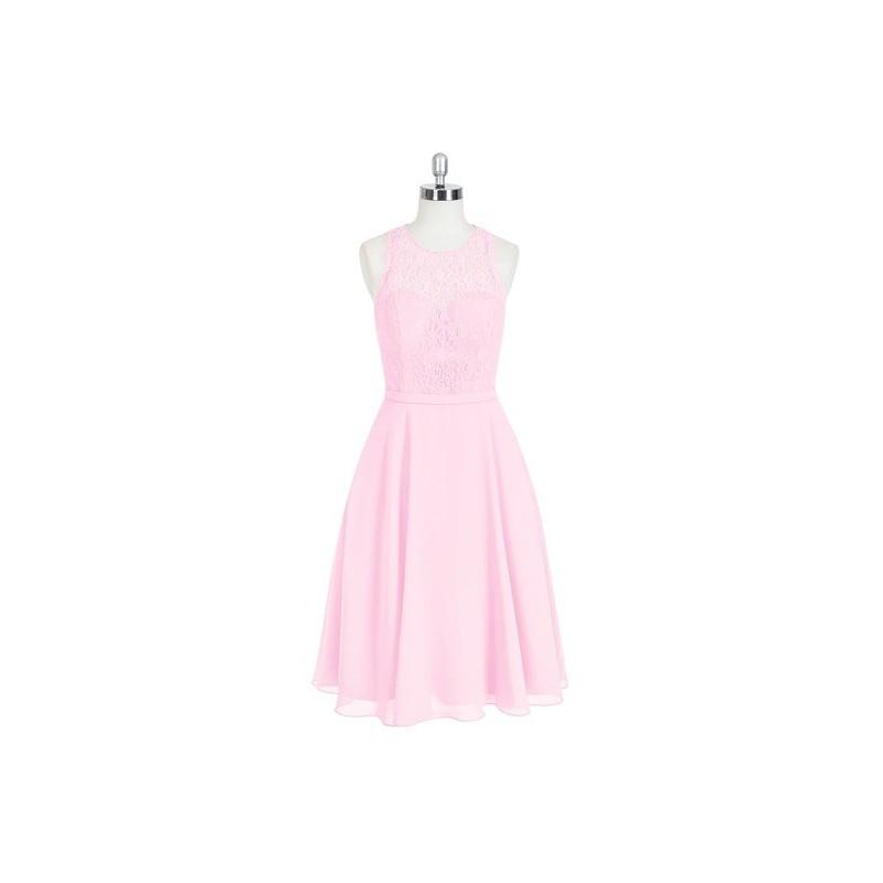 Mariage - Candy_pink Azazie Sylvia - Back Zip Scoop Chiffon And Lace Knee Length Dress - Charming Bridesmaids Store