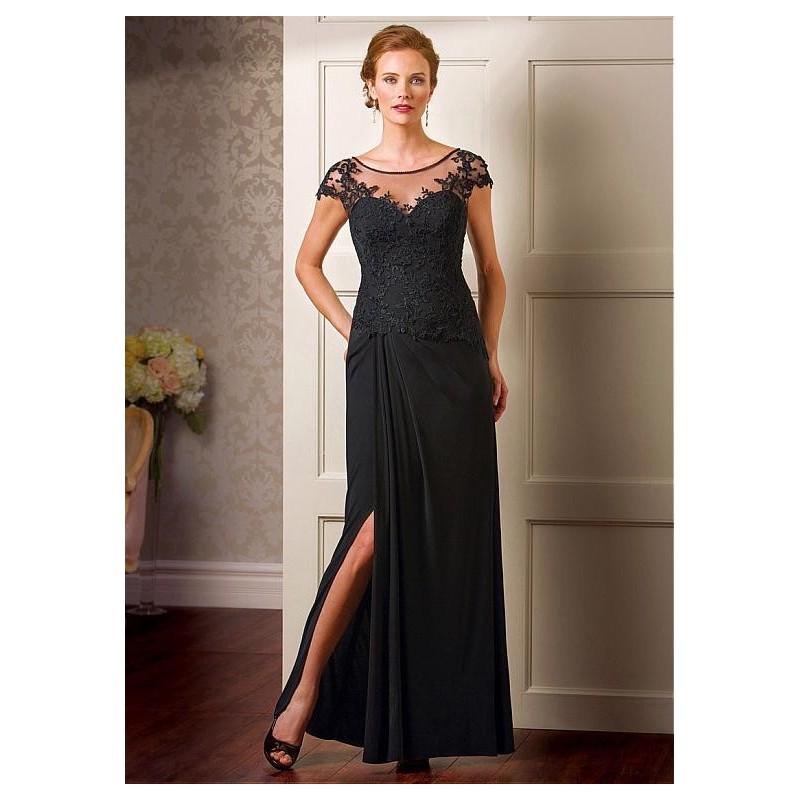 Wedding - Elegant Tulle & Chiffon Scoop Neckline Sheath Mother of the Bride Dresses With Lace Appliques - overpinks.com