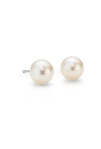 Wedding - Freshwater Cultured Pearl Stud Earrings In 14k White Gold (7mm)
