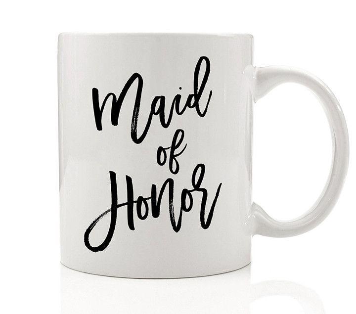 زفاف - Black Lettering Maid Of Honor Mug