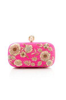 Mariage - Embroidered Metal Frame Clutch