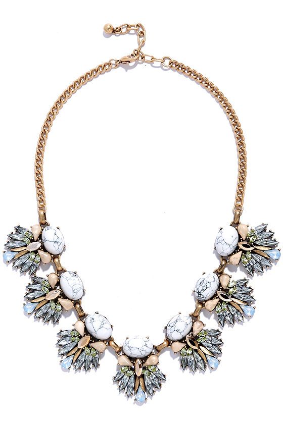 Mariage - Current's Course Ivory Rhinestone Statement Necklace