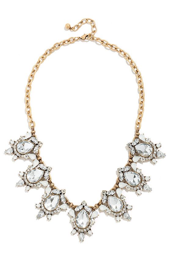 Mariage - Weekend Merriment Clear Rhinestone Statement Necklace