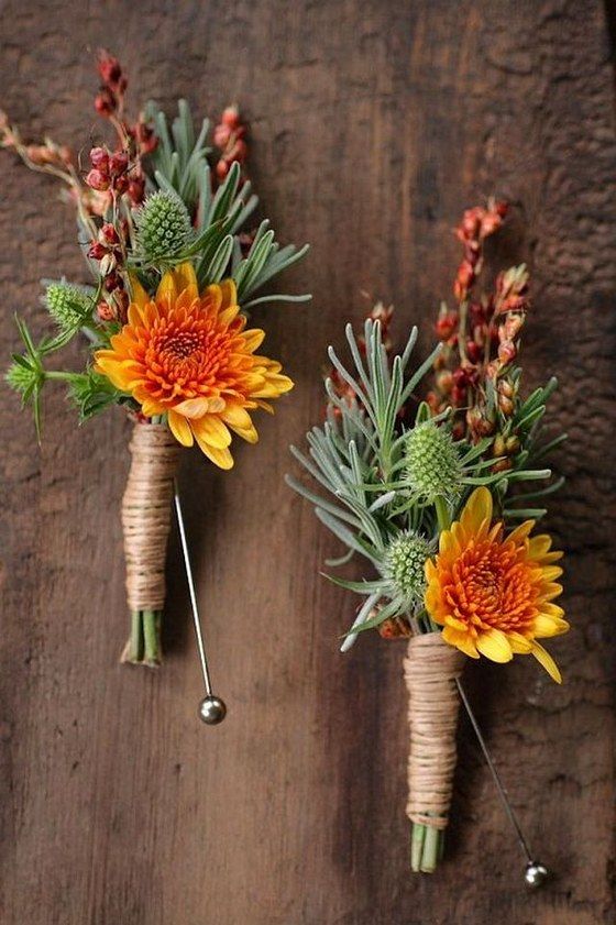 Mariage - 50 Fall Wedding Boutonnieres For Every Groom