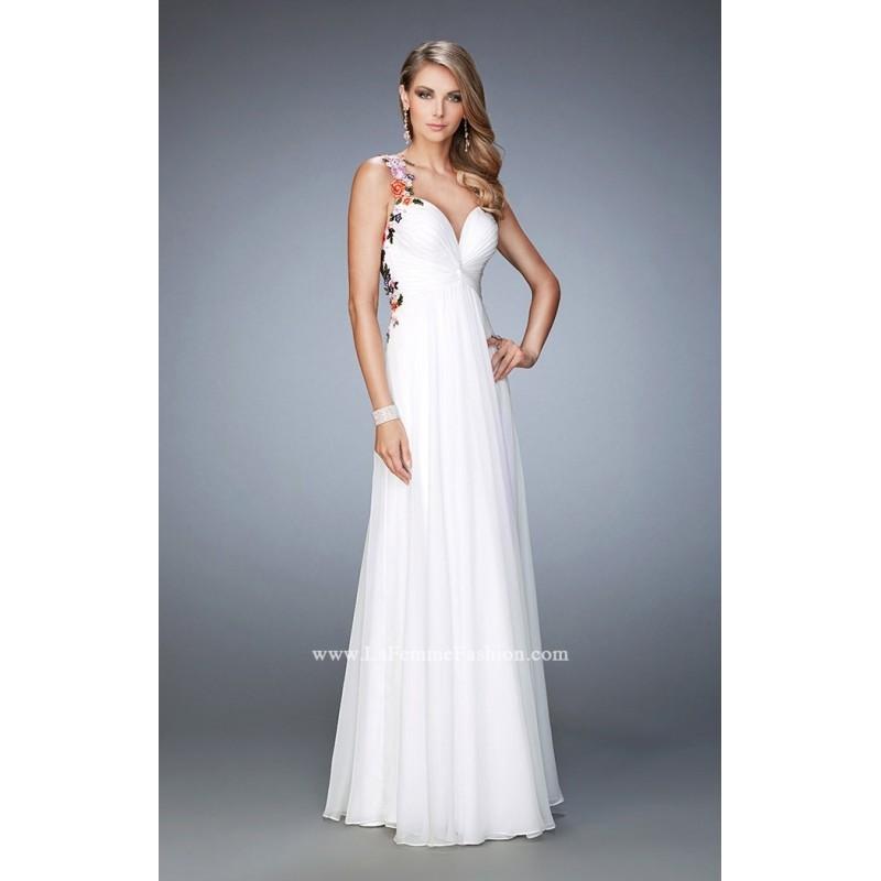 Hochzeit - White La Femme 22610 - Chiffon Open Back Dress - Customize Your Prom Dress