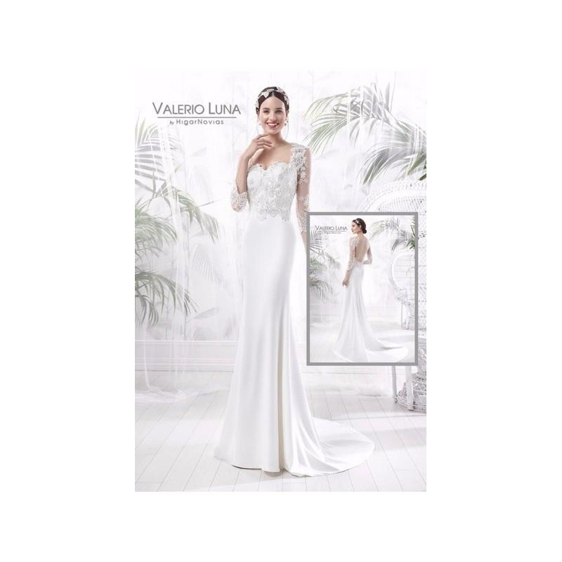 Wedding - Vestido de novia de Valerio Luna Modelo VL5839 - 2016 Evasé Con mangas Vestido - Tienda nupcial con estilo del cordón