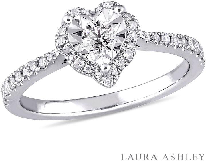 Wedding - MODERN BRIDE Laura Ashley Womens 1/3 CT. T.W. Genuine Round White Diamond Sterling Silver Engagement Ring