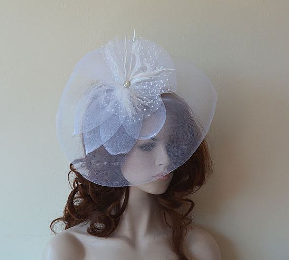 Wedding - White Fascinator Head Piece, Bridal Fascinator, Wedding Hair Accessory, Wedding Head Piece, Fascinator Hat For Weddings