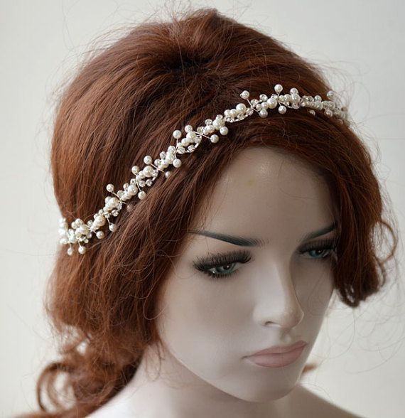 Hochzeit - Bridal Headband, Pearl Headpiece, Pearl Wedding Headband, Headpiece, Hair Accessory, Hair Jewelry