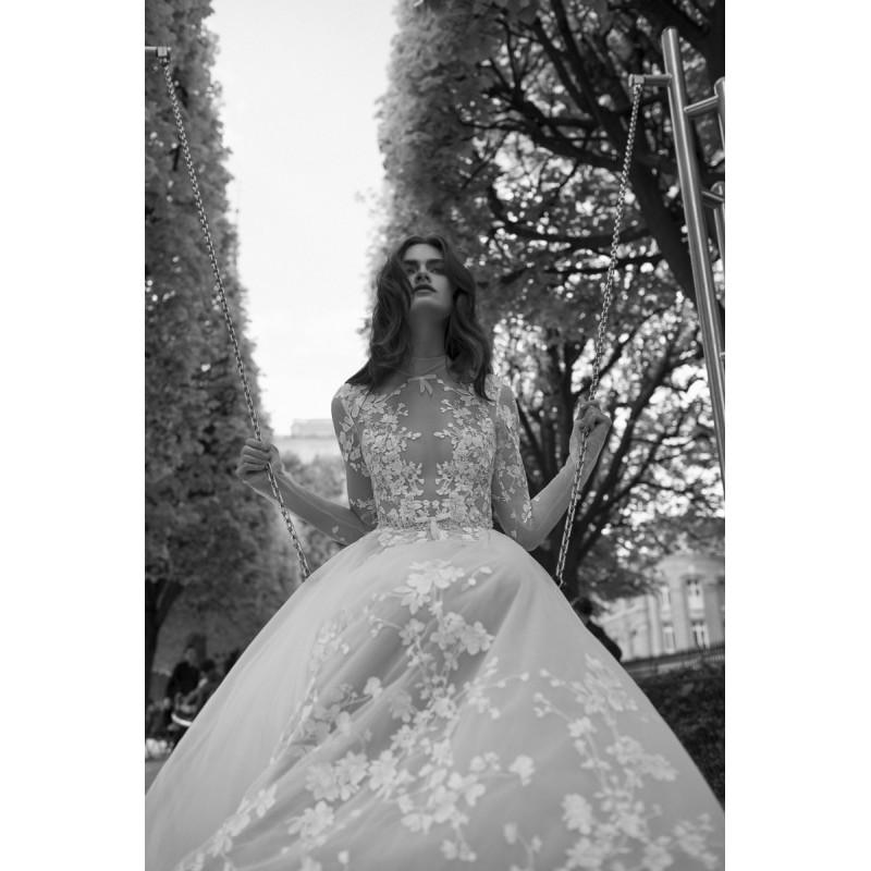 Свадьба - Liz Martinez 2018 Tulle Embroidery Long Sleeves Sweet Ball Gown Illusion Ivory Chapel Train Wedding Dress - Top Design Dress Online Shop
