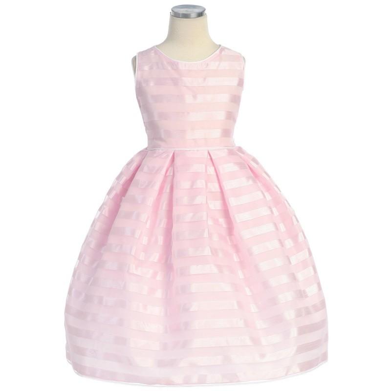 زفاف - Pink Stripe Organza Box Pleat Dress Style: D4120 - Charming Wedding Party Dresses