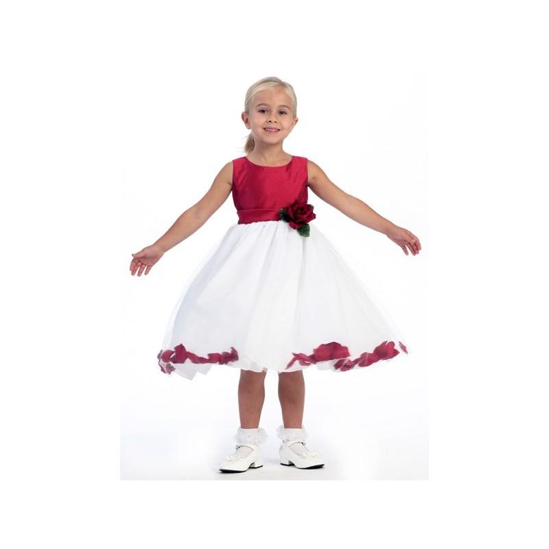 Wedding - Red Flower Girl Dress - Shantung Bodice w/ Tulle Skirt Style: D480 - Charming Wedding Party Dresses