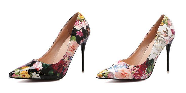 زفاف - Womens Stylish Floral Print High Heels