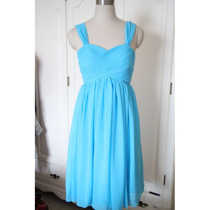 Mariage - Blue Sweetheart Bridesmaid Dress Short/Floor Length Aqua Blue Chiffon Straps Bridesmaid Dress-Custom Dress - Hand-made Beautiful Dresses